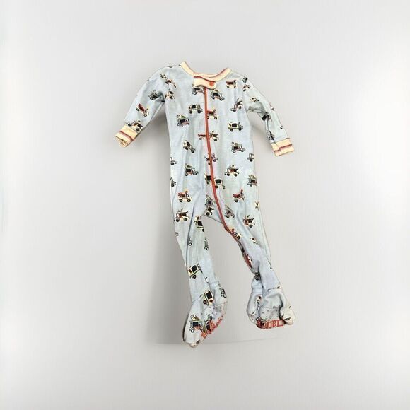 Hatley Baby Boy Blue Trucks Organic Cotton Zip Front PJ -0-3 Months Footie - Picture 1 of 5